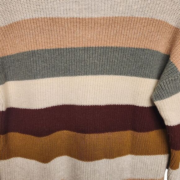 Madewell Thompson Pocket Pullover Ribbed Knit Sweater Neutral Stripe Small - Picture 4 of 7